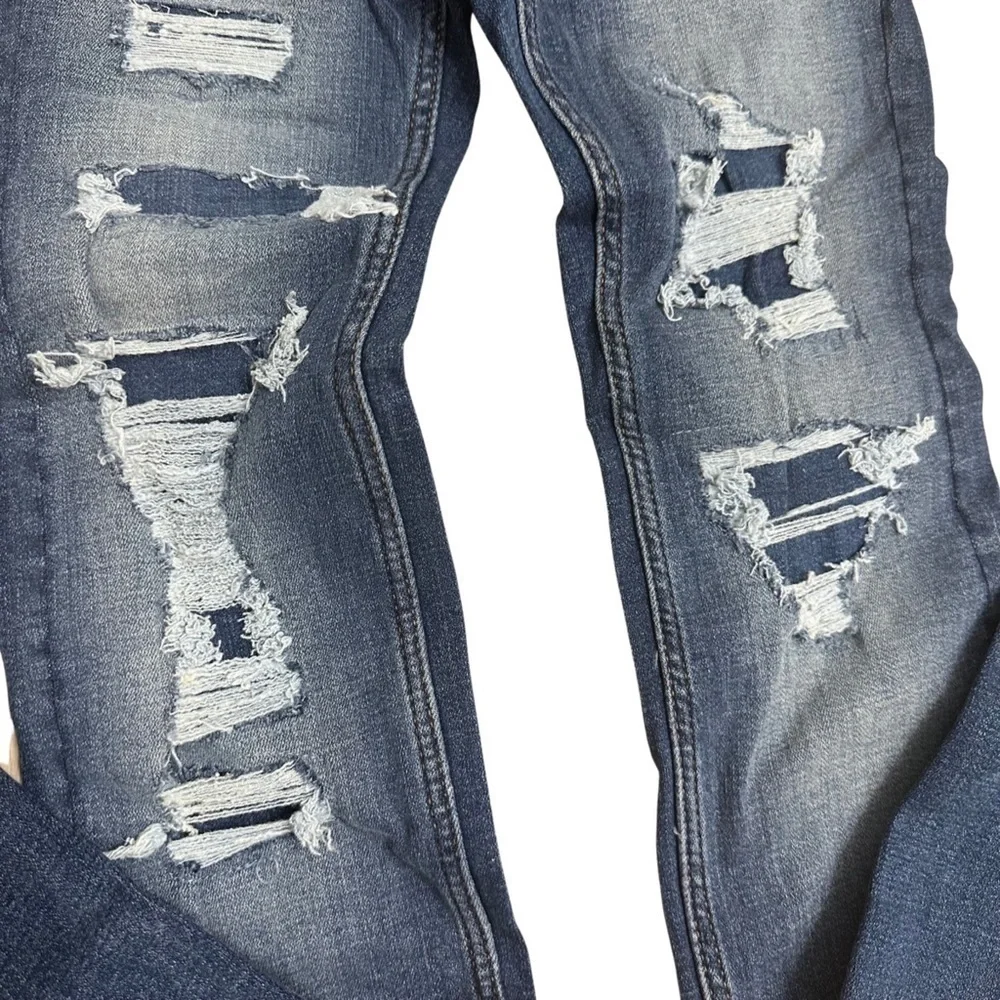 Abercrombie Kids Distressed Stacked Skinny Jean 9/10 Slim Blue NEW WITH TAGS - Picture 2 of 6